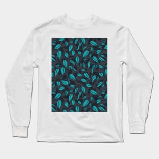 Minimalist Leaf Line Art Illustration as a Seamless Surface Pattern Design Long Sleeve T-Shirt